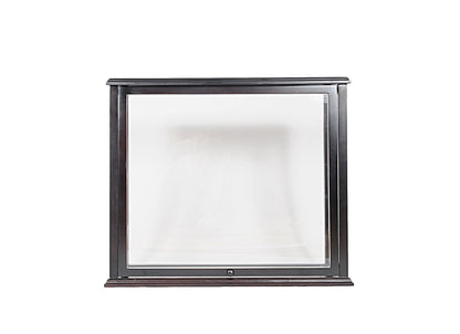 ALDO Creative Arts Collectibles Scale Model Outside:  L: 35.4 W: 13.5 H: 29.5 Inches  Inside: L: 32.5 x W: 12 x H: 29 inches. / NEW / Mahogany Wood with Plexiglass Panels Display Case Front Open Table Top Wood with Plexiglass Panels Cabinet for Midsize Tall Ship  and BoatsModels