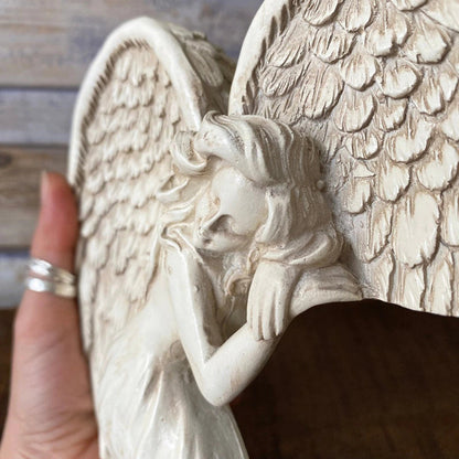 ALDO Decor > Artwork > Sculptures & Statues 6" H Inches / New / resin Door Frame Guardian Angel Right and Left Medium Statues Set of Two Left and Right