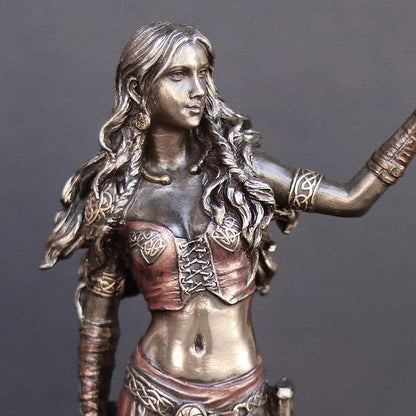 ALDO Decor > Artwork > Sculptures & Statues 6" H x 2" w / New / resin Morrigan Celtic Goddess of Battle Bronze Finish Statue