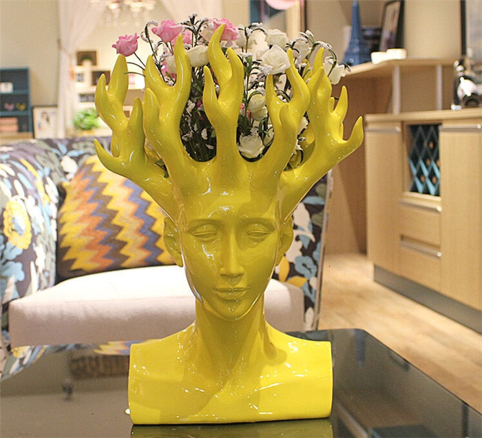 ALDO Decor > Artwork > Sculptures & Statues Designer Modern Style Human Head Large Vase Statue