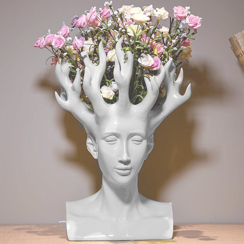 ALDO Decor > Artwork > Sculptures & Statues Designer Modern Style Human Head Large Vase Statue