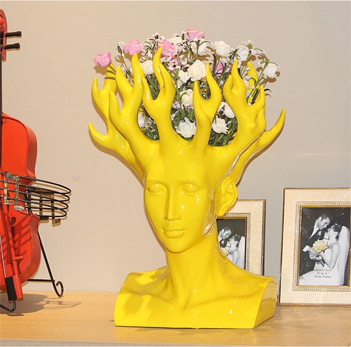 ALDO Decor > Artwork > Sculptures & Statues Designer Modern Style Human Head Large Vase Statue