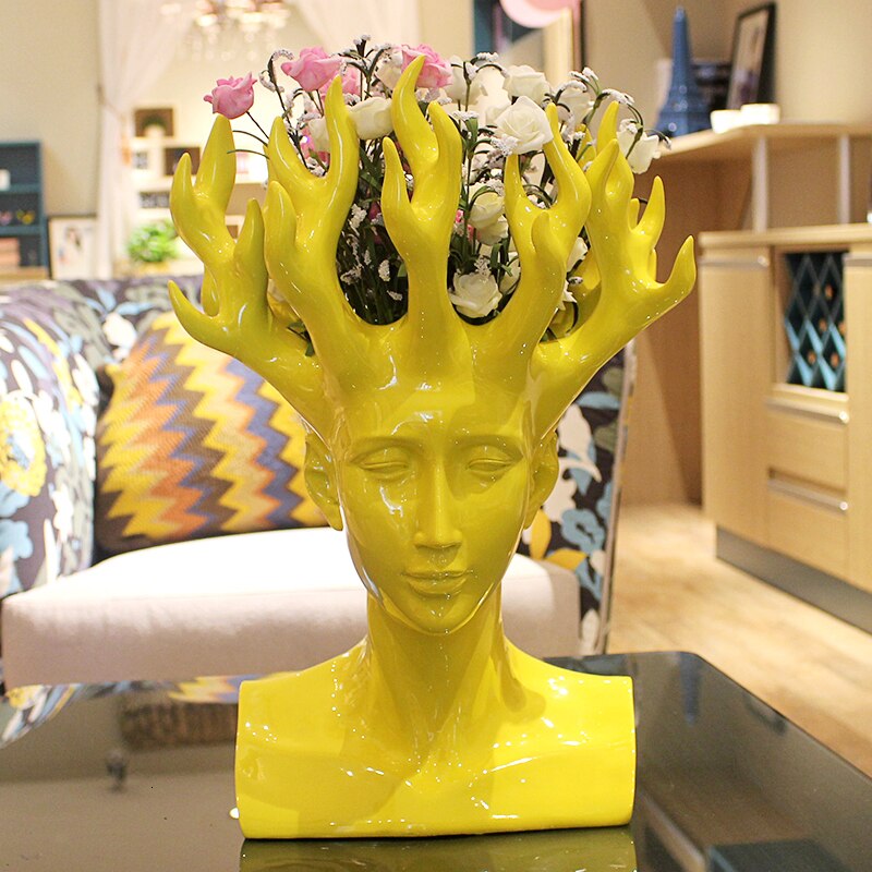 ALDO Decor > Artwork > Sculptures & Statues Designer Modern Style Human Head Large Vase Statue
