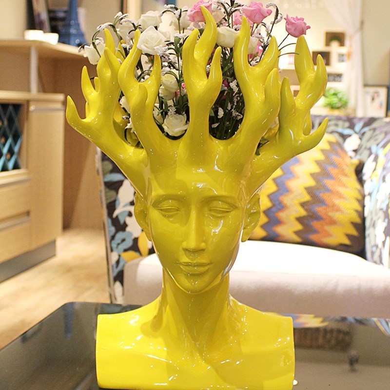 ALDO Decor > Artwork > Sculptures & Statues Designer Modern Style Human Head Large Vase Statue