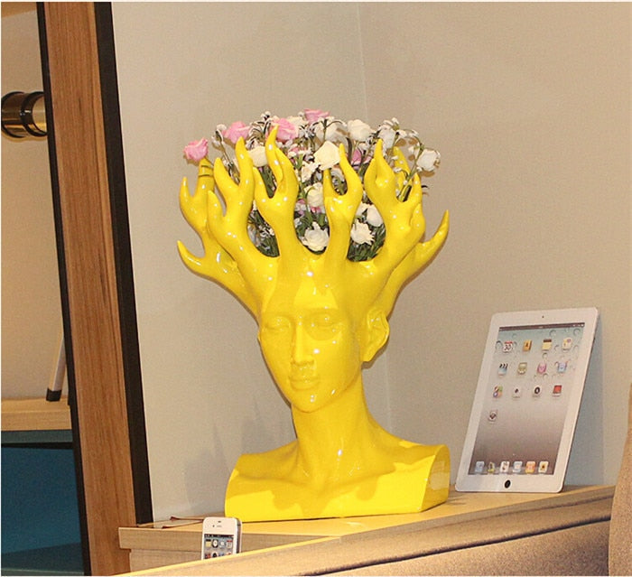 ALDO Decor > Artwork > Sculptures & Statues Designer Modern Style Human Head Large Vase Statue