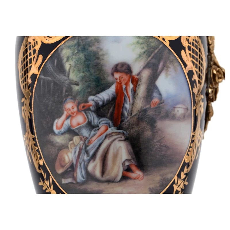 ALDO Decor > Artwork > Sculptures & Statues Designer Vintage Versale Palace Style Large Ceramic Vase with Cooper Ornamets