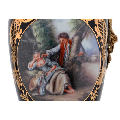 ALDO Decor > Artwork > Sculptures & Statues Designer Vintage Versale Palace Style Large Ceramic Vase with Cooper Ornamets