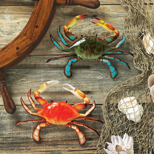 ALDO Décor>Artwork>Sculptures & Statues Each 10"Wx2"Dx7.5"H / NEW / Resin Tropical Crabs Wall Sculptures: Set of Two