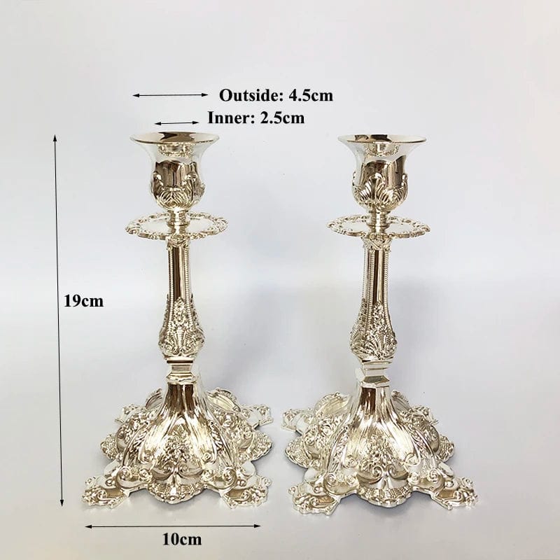 ALDO Décor>Artwork>Sculptures & Statues Vintage Romantic Gold Silver Metal Candle Holders Candlestick Candle Holders Set of Two