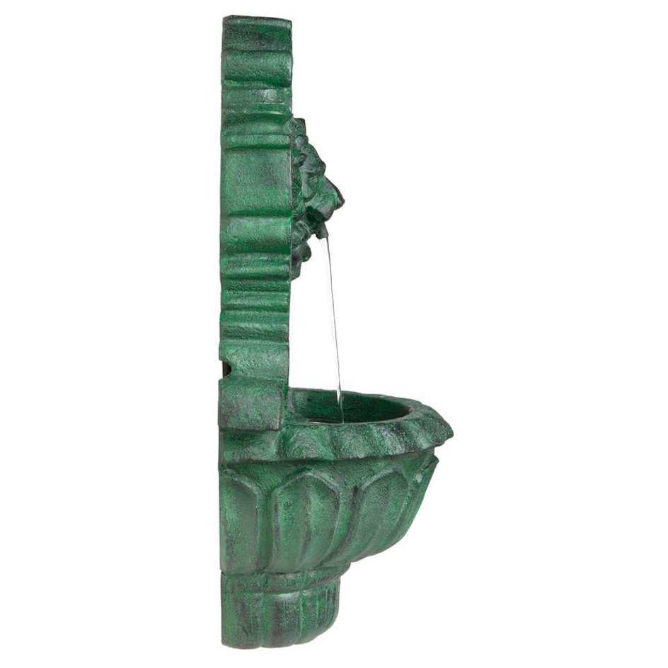 ALDO Decor > Fountains & Ponds 15.5"Wx9.5"Dx25"H / new / resin Florentine Lion Head Spouting  Garden Wall Niche Sculpture With Pump