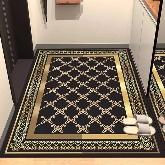 ALDO Decor > Rugs 60x90cm 23.6x35.4in / Flanel / Golden Abstract Bianca Modern Luxury Abstract CRugarpet Non-Slip Floor Mat