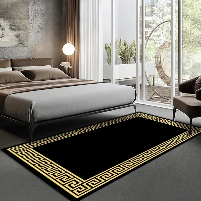 ALDO Decor > Rugs Designer Black and Gold Double Layer Luxury Non-Slip  Rug Carpet