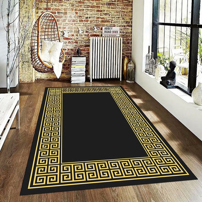 ALDO Decor > Rugs Designer Black and Gold Double Layer Luxury Non-Slip  Rug Carpet