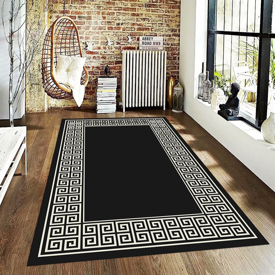 ALDO Decor > Rugs Modern Designer Black and White Double Layer Luxury Non-Slip  Rug Carpet