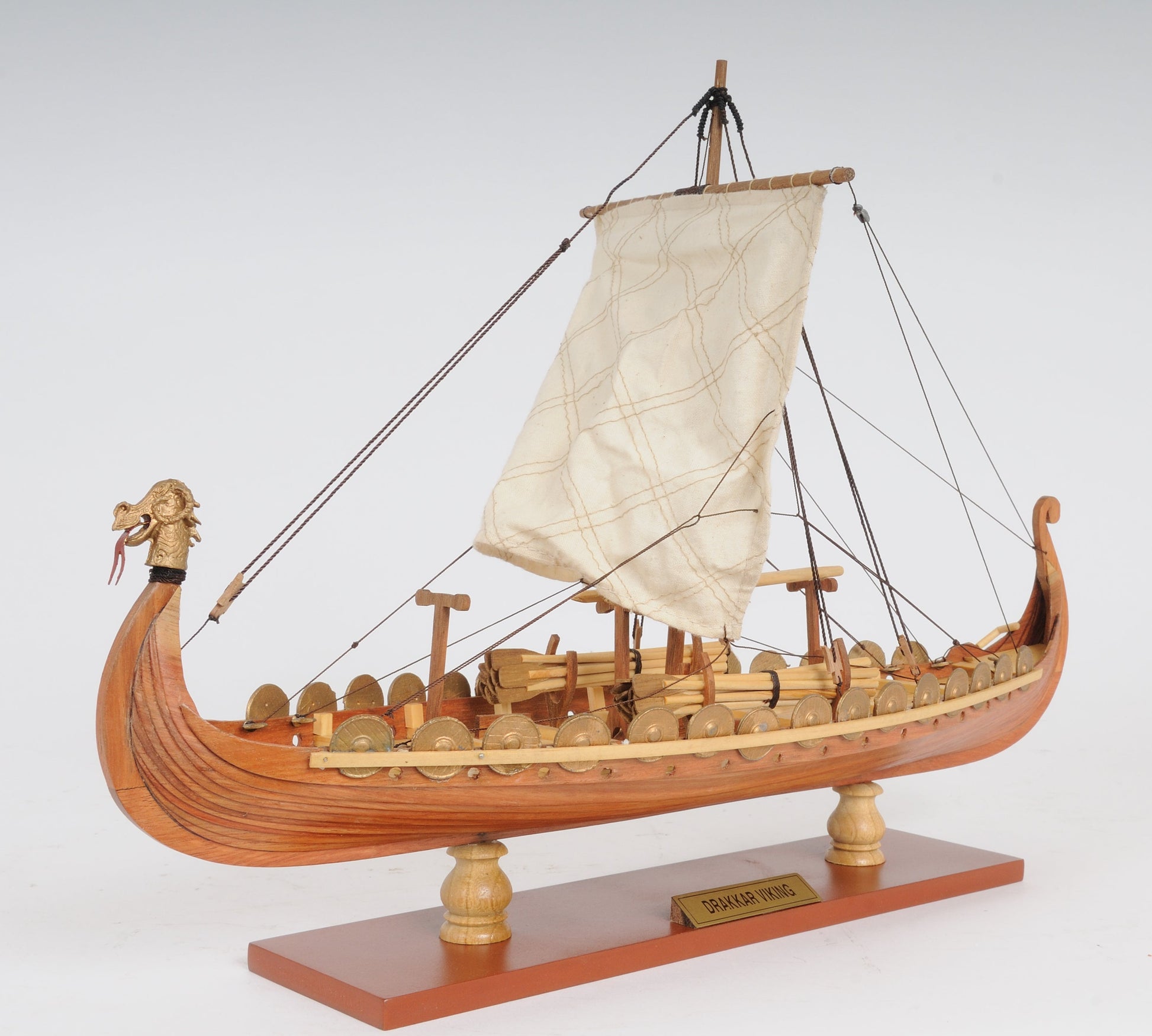 ALDO Hobbies & Creative Arts> Collectibles> Scale Model L: 15 W: 9 H: 12.5 Inches / NEW / wood Drakkar Viking Longshan Historic Replica Wood Small Model Sailboat Assembled