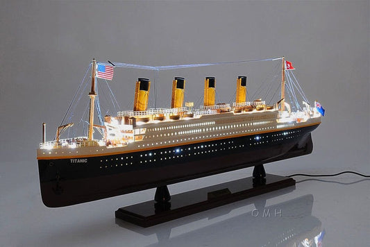ALDO Hobbies & Creative Arts> Collectibles> Scale Model L: 32 W: 4 H: 13 Inches / NEW / Wood RMS Titanic Painted  Medium With lights Passenger Ship Ocean Liner Wood Model Assembled