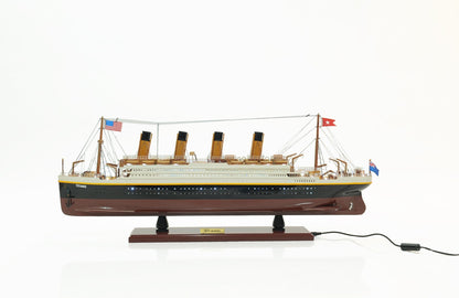 ALDO Hobbies & Creative Arts> Collectibles> Scale Model L: 32 W: 4 H: 13 Inches / NEW / Wood RMS Titanic Painted  Medium With lights Passenger Ship Ocean Liner Wood Model Assembled