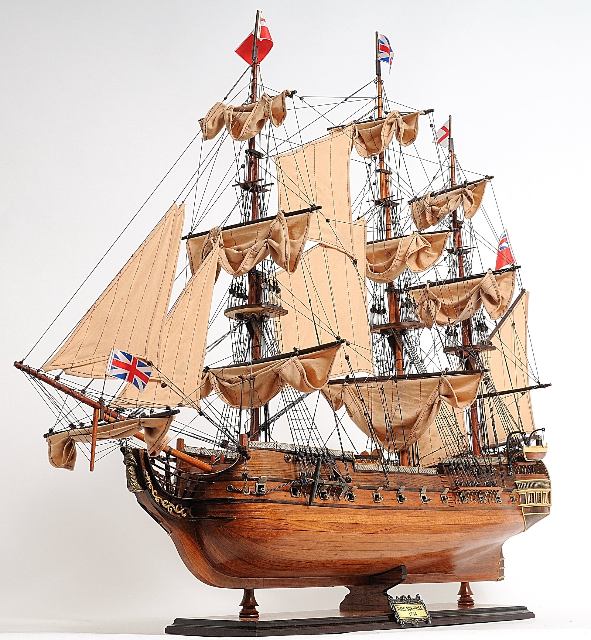 ALDO Hobbies & Creative Arts> Collectibles> Scale Model L: 40 W: 13.75 H: 39.25 Inches / new / wood HMS Surprise British Royal Navy Frigate Tall Ship  Portrayed in the Movie Master and Commander Wood Model Sailboat Large With Floor Display Case