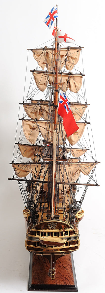 ALDO Hobbies & Creative Arts> Collectibles> Scale Model L: 40 W: 13.75 H: 39.25 Inches / new / wood HMS Surprise British Royal Navy Frigate Tall Ship  Portrayed in the Movie Master and Commander Wood Model Sailboat Large With Floor Display Case