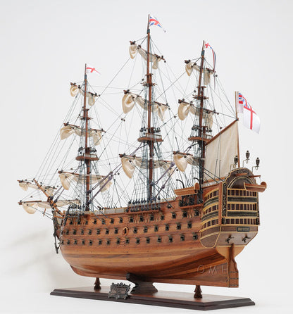 ALDO Hobbies & Creative Arts> Collectibles> Scale Model L: 40 W: 13.75 H: 69 Inches / Brown / Wood HMS Victory Admiral Nelson Flagship Tall Ship Large Sailboat Exclusive Edition Wood Model Assembled With Table Top Display Case