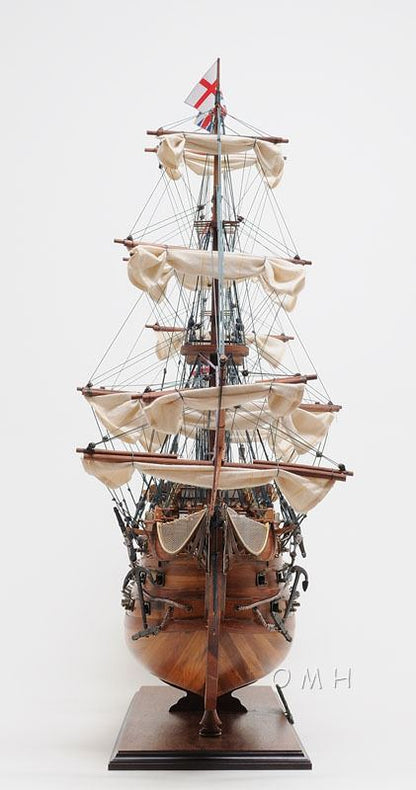 ALDO Hobbies & Creative Arts> Collectibles> Scale Model L: 40 W: 13.75 H: 69 Inches / Brown / Wood HMS Victory Admiral Nelson Flagship Tall Ship Large Sailboat Exclusive Edition Wood Model Assembled With Table Top Display Case