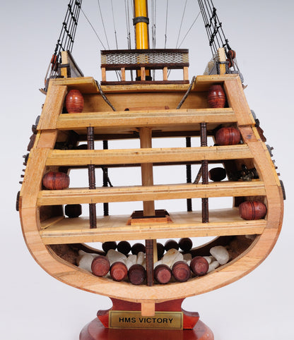 Aldo Hobbies & Creative Arts> Collectibles> Scale Model new / Wood / L: 12.25 W: 4 H: 35.25 Inches HMS Victory British Fighting Vessel Admiral Horatio Nelson’s flagship Tallship Cross Section Excusive Wood Model Sailboat Assembled