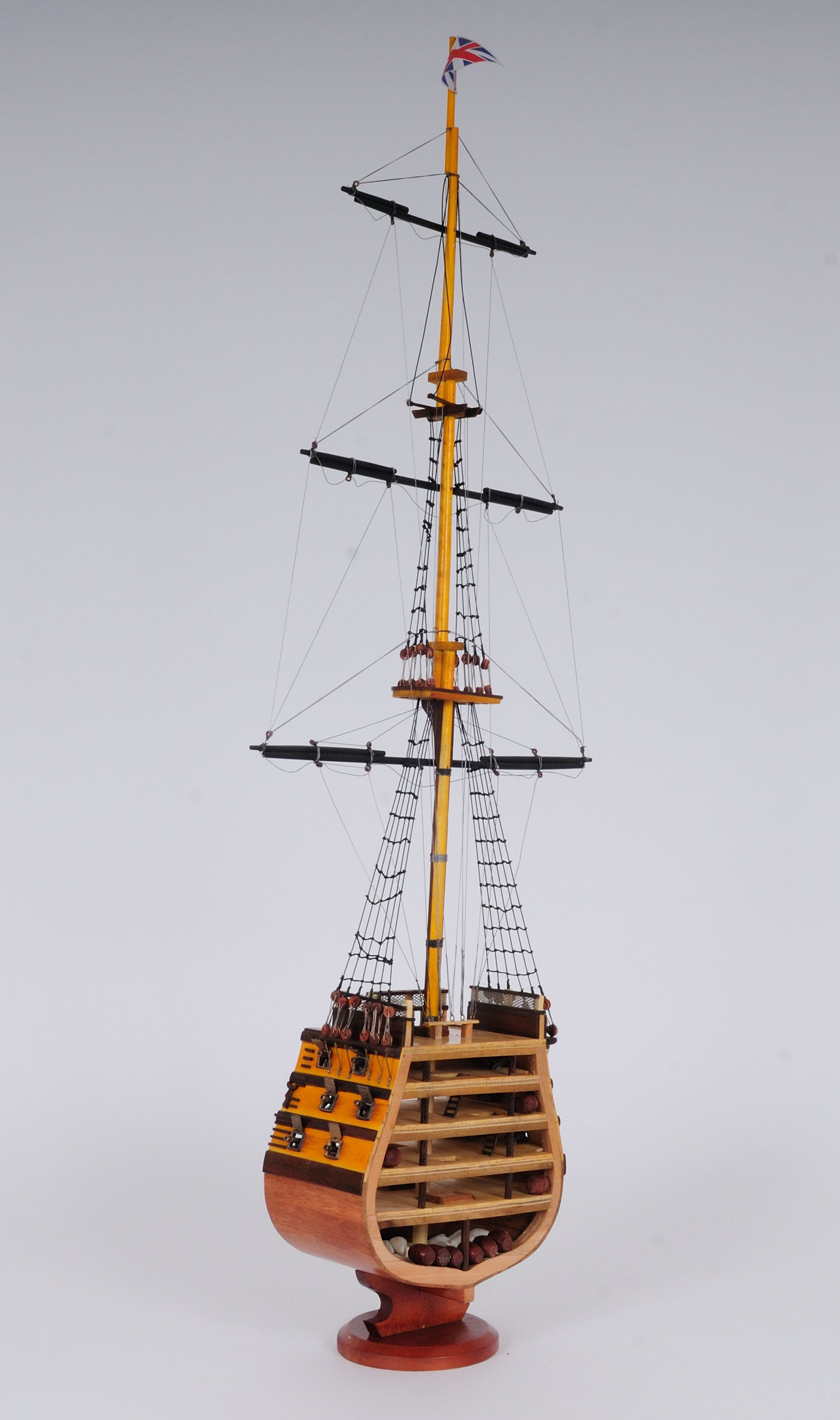 Aldo Hobbies & Creative Arts> Collectibles> Scale Model new / Wood / L: 12.25 W: 4 H: 35.25 Inches HMS Victory British Fighting Vessel Admiral Horatio Nelson’s flagship Tallship Cross Section Excusive Wood Model Sailboat Assembled