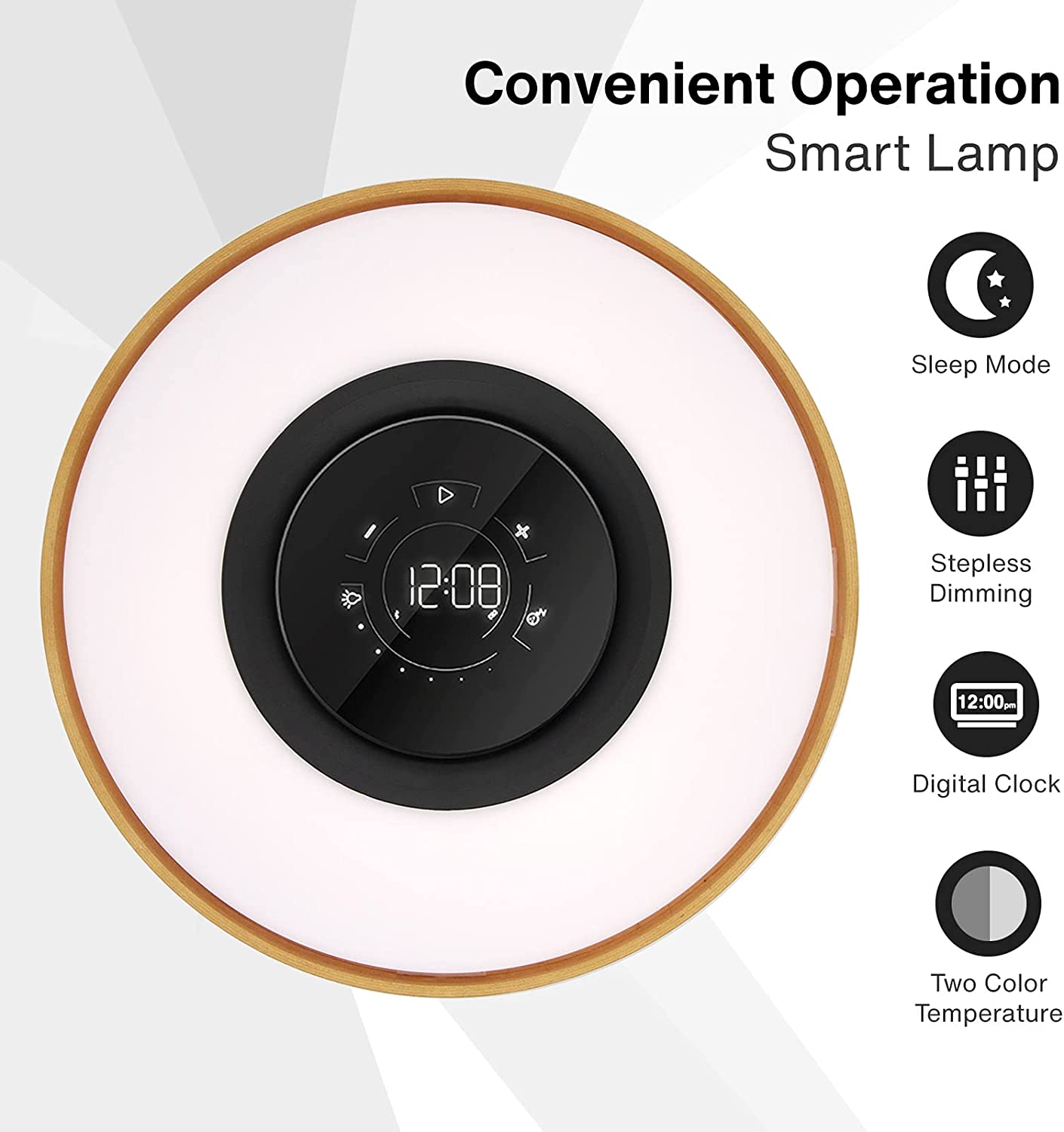 ALDO Home & Garden>Lamps> Lighting & Ceiling Fans ‎11"D x 11"W x 8"H / Wood Modern Art Deco Table Lamp Tree of Life Round Shape Smart Touch Wireless Bluetooth Speakers and Charging Pad