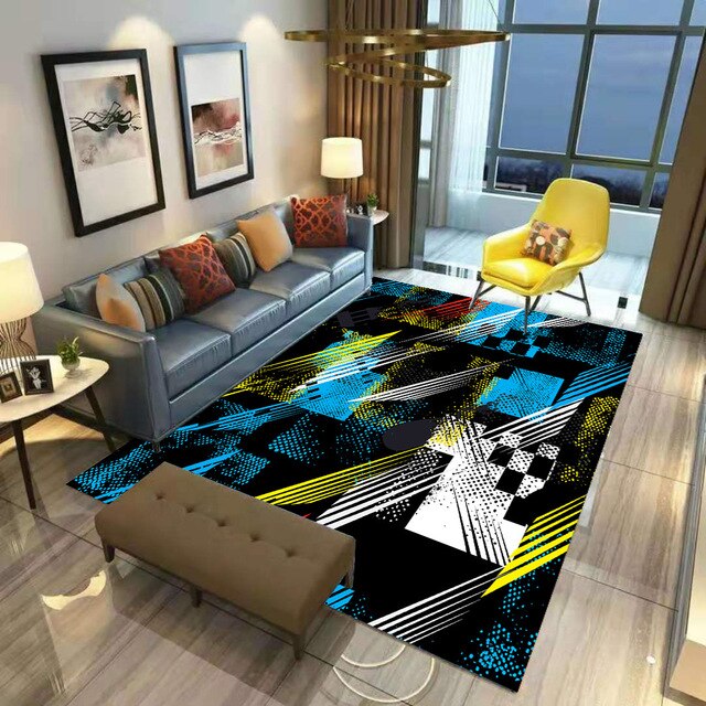 ALDO Home & Kitchen>Area Rugs>Carpet 90x120cm(35X47in) 3 x 4 foot / Flannel / White Black Yellow and Blue Grafity Style Cubism Fantasy Modern Luxury Non-Slip Stain Resistant Rug Carpet