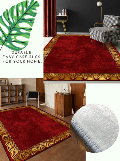 ALDO Home & Kitchen>Area Rugs>Carpet Modern Style Designer Red and Gold Luxury Ultra Soft Non-Slip Rug Carpet