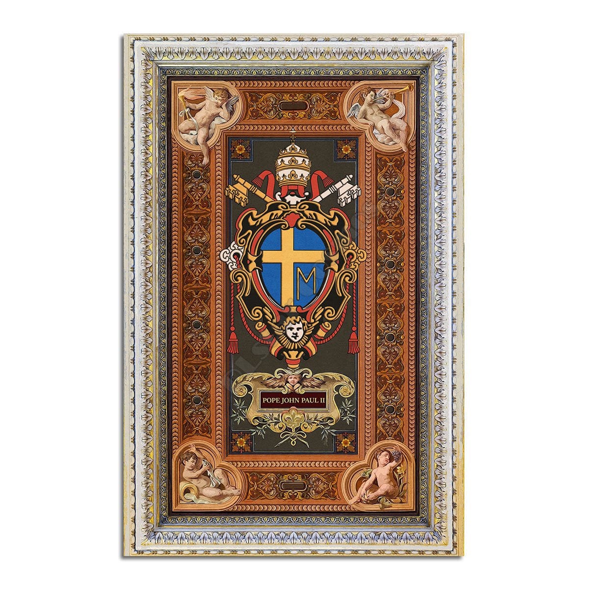 ALDO Home & Kitchen>Area Rugs>Carpet Vatican Coat Of Arms For Pope John Paul II Christian 3 D Luxury Non-Slip Stain Resistant Rug Carpet