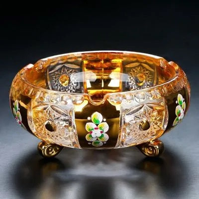 ALDO Home & Kitchen>Ashtray Luxury Style Hand Made Fine Crysta Large Designer Cigars Sigarette  Ashtrays With Real Gold Leaf