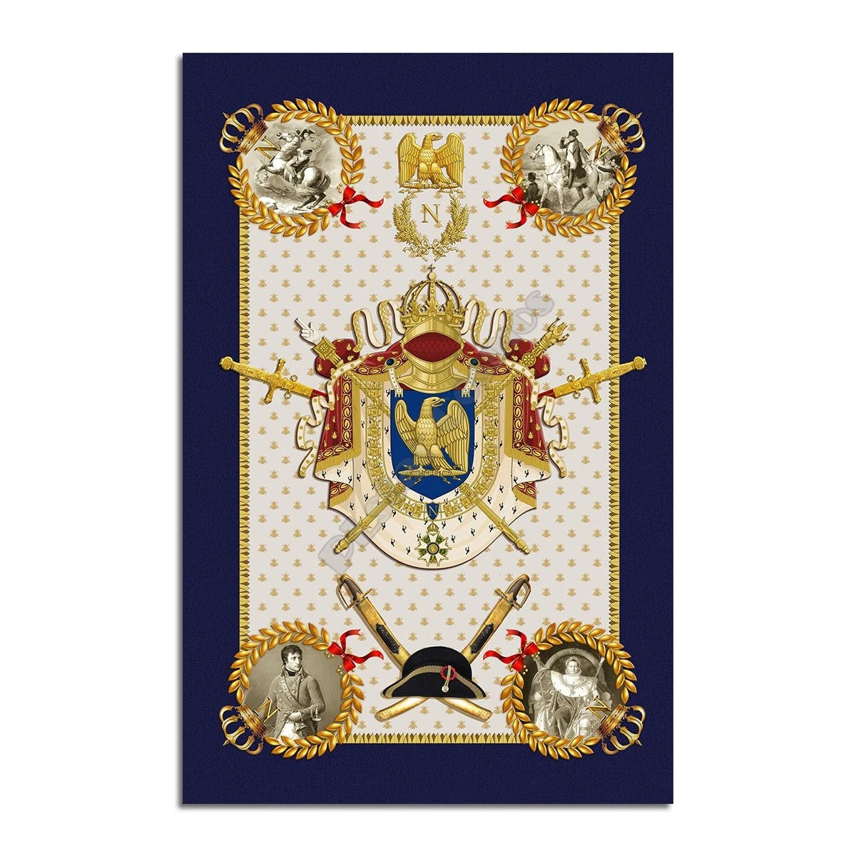 ALDO Home & Kitchen>Cups, Mugs, & Saucers Modern Napoleon Coat Of Arms Luxury Non-Slip Stain Resistant Rug Carpet
