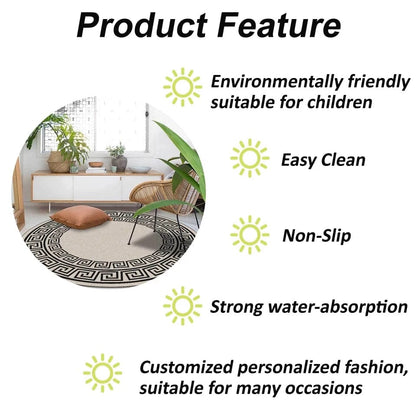 ALDO Home & Kitchen>Cups, Mugs, & Saucers Versace Style Green Marble and Gold Luxury Non-Slip Round  Rug Carpet