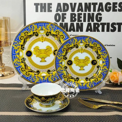 ALDO Home & Kitchen>Dinner Set Luxury Versace  Style Fine Porcelain Dinner Plates and CoffeeTea Sets