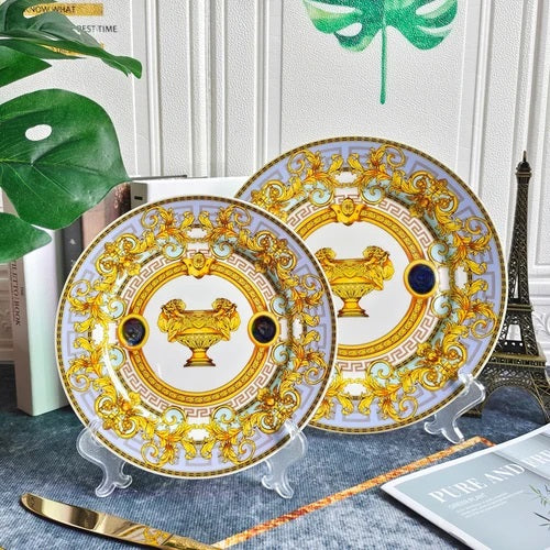 ALDO Home & Kitchen>Dinner Set Luxury Versace  Style Fine Porcelain Dinner Plates and CoffeeTea Sets