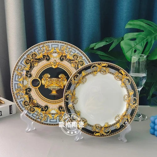 ALDO Home & Kitchen>Dinner Set Luxury Versace  Style Fine Porcelain Dinner Plates and CoffeeTea Sets