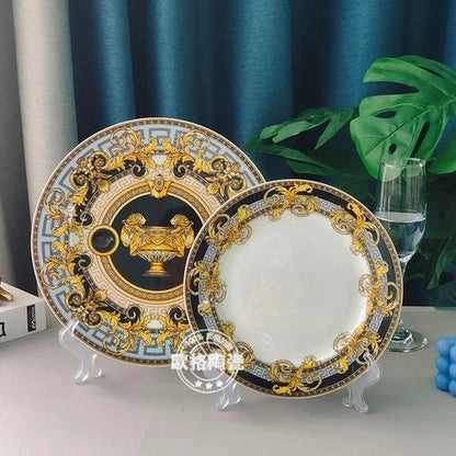 ALDO Home & Kitchen>Dinner Set Luxury Versace  Style Fine Porcelain Dinner Plates and CoffeeTea Sets