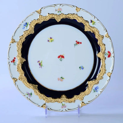 ALDO Home & Kitchen>Dinner Set>Tableware> Drinkware/ 12-inch plate Royal Cort Luxury  Style Fine Porcelain 24 K Gold Plated Blue and White Coffee Tea sets