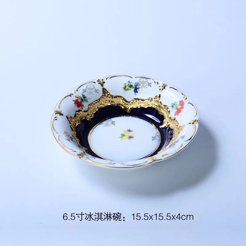 ALDO Home & Kitchen>Dinner Set>Tableware> Drinkware/ Cream bowl Royal Cort Luxury  Style Fine Porcelain 24 K Gold Plated Blue and White Coffee Tea sets