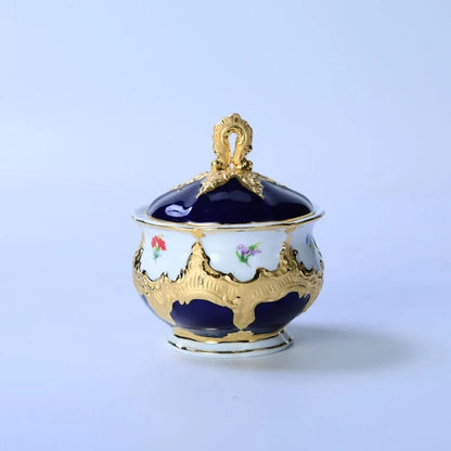 ALDO Home & Kitchen>Dinner Set>Tableware> Drinkware/ Sugar jar Royal Cort Luxury  Style Fine Porcelain 24 K Gold Plated Blue and White Coffee Tea sets