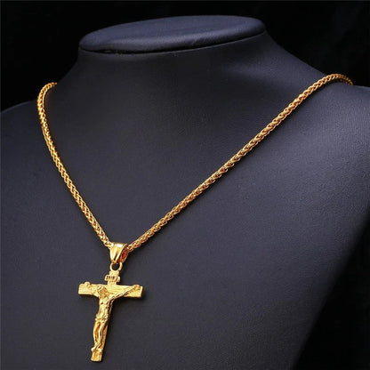 ALDO Jewelry Designer Christian Cross with Jesus Christ Prayers  Amulet Pendant Necklace