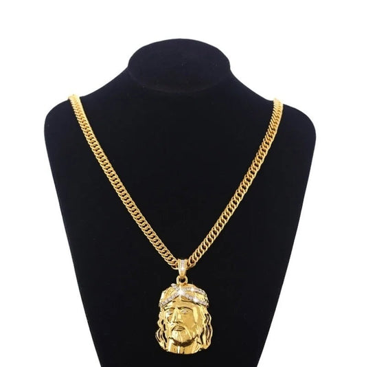 ALDO Jewelry Jesus Christ Designer Christian Amulet Pendant Necklace with Rhinestones