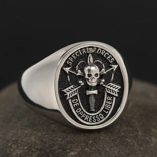 ALDO Jewelry United States Army Special Forces De Oppresso Liber Genuvan Sterling Silver Ring