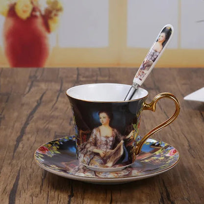 ALDO ‎> Kitchen & Dining > Tableware > Dinnerware 1 cup 1 saucer Beautiful Venetian Art Bone China 24 carat Plated Vintage Porcelain Coffee Tea Sets