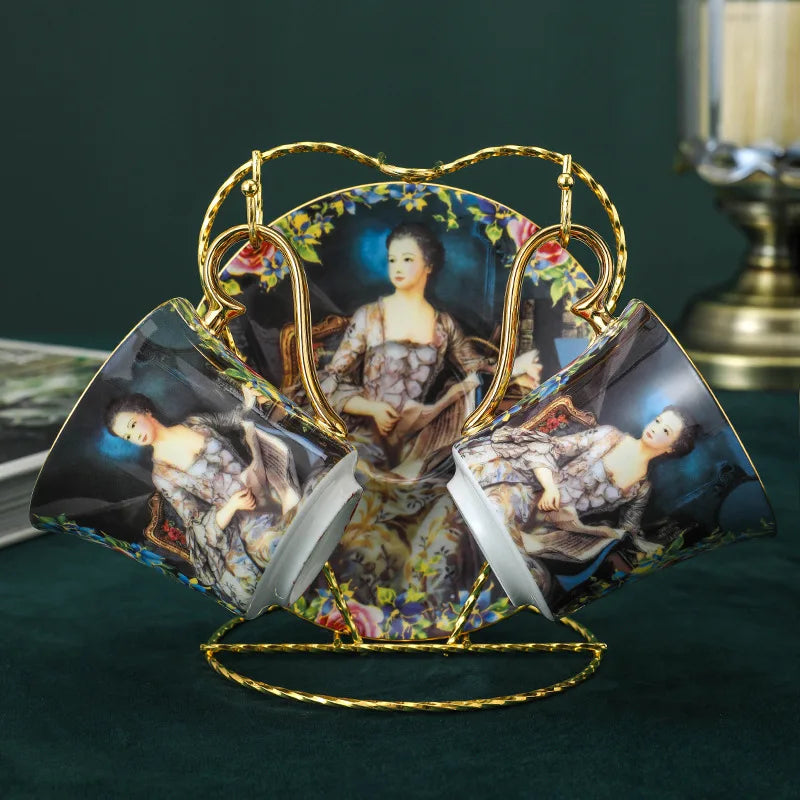 ALDO ‎> Kitchen & Dining > Tableware > Dinnerware 2 cup 2 saucer Beautiful Venetian Art Bone China 24 carat Plated Vintage Porcelain Coffee Tea Sets