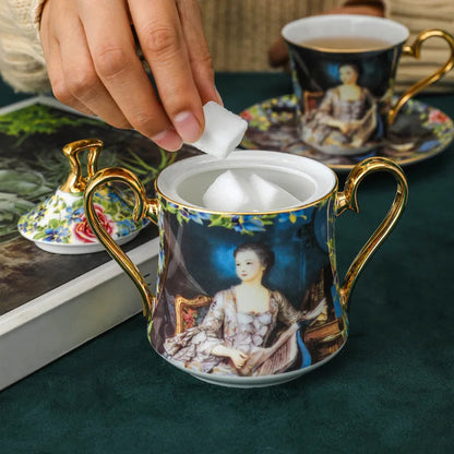 ALDO ‎> Kitchen & Dining > Tableware > Dinnerware Beautiful Venetian Art Bone China 24 carat Plated Vintage Porcelain Coffee Tea Sets