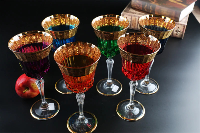 ALDO Kitchen & Dining > Tableware > Drinkware Custom Made High Quality Lead Free Crystal 24 Karat  Gold Plated Wine Goblets Glasses