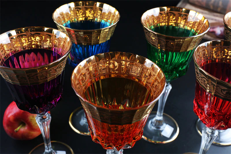 ALDO Kitchen & Dining > Tableware > Drinkware Custom Made High Quality Lead Free Crystal 24 Karat  Gold Plated Wine Goblets Glasses