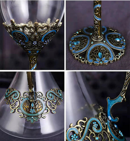 ALDO Kitchen & Dining > Tableware > Drinkware Custom Made Vintage Enamel Lead Free Crystal Goblets Wine Glasses Comes In Beutiful Gift Box
